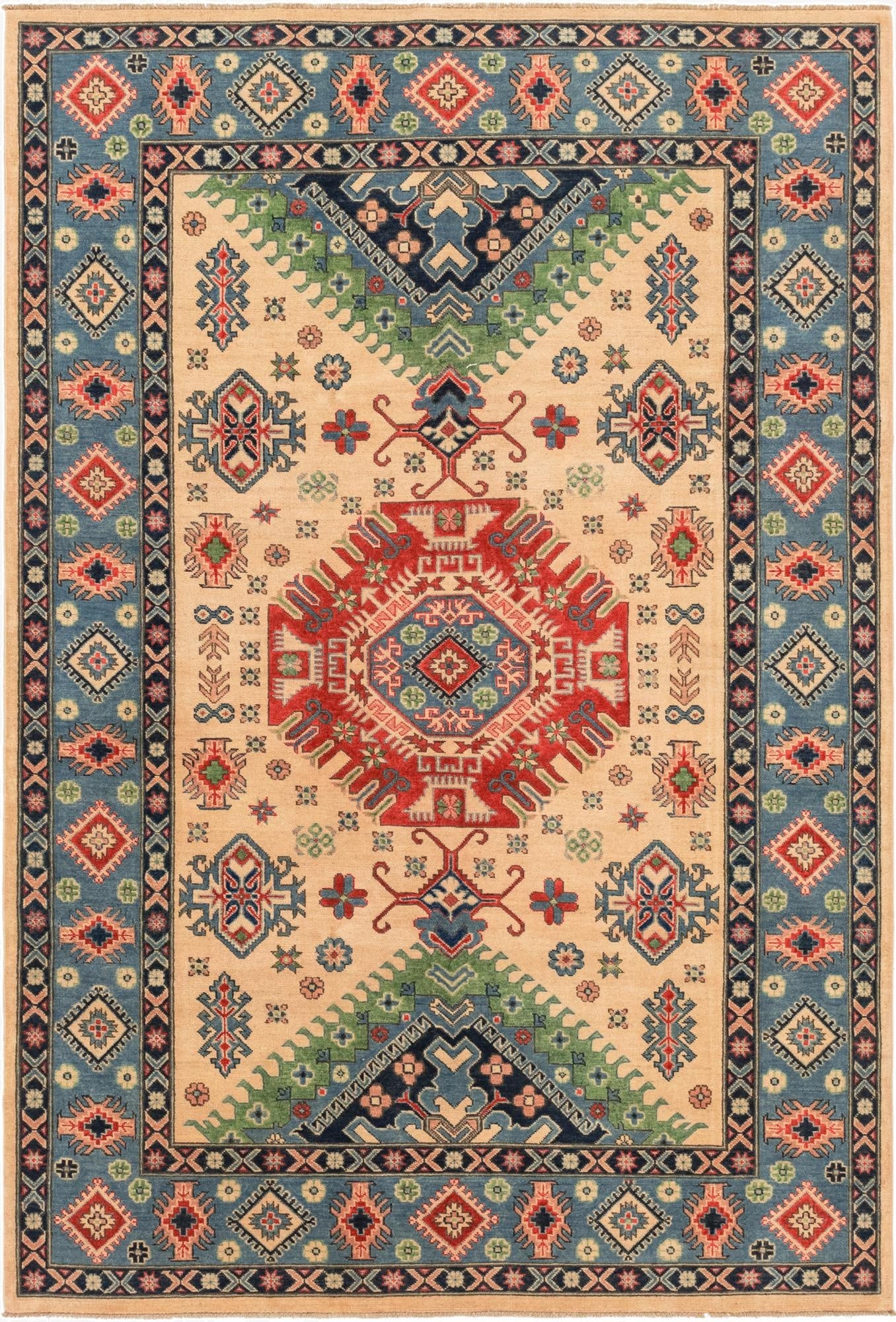 6' 6 x 9' 7  Hand Knotted Kazak Rug
