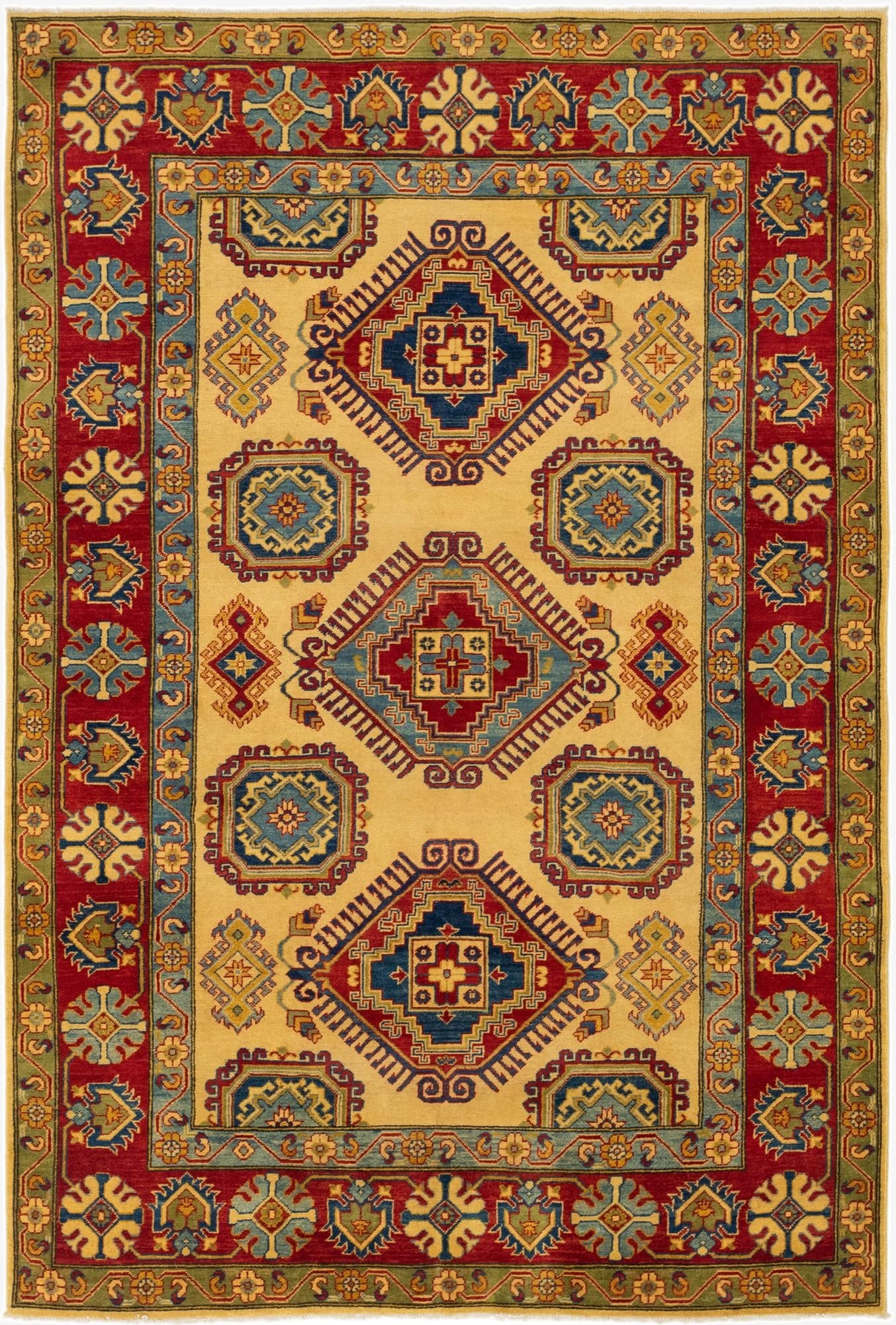 6' 4 x 9' 7  Hand Knotted Kazak Rug