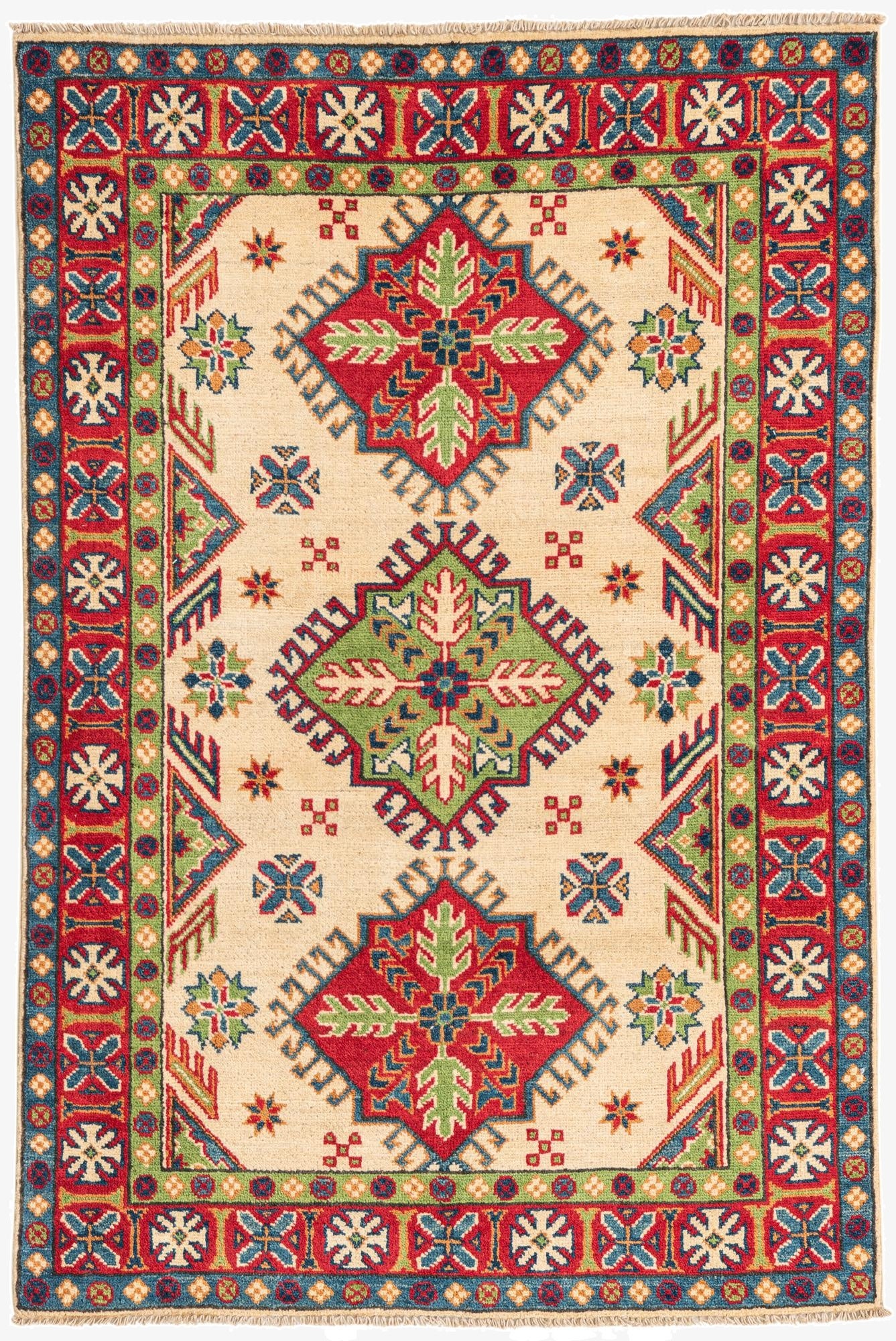 Primary image 3' 4 x 5'  Hand Knotted Kazak Rug