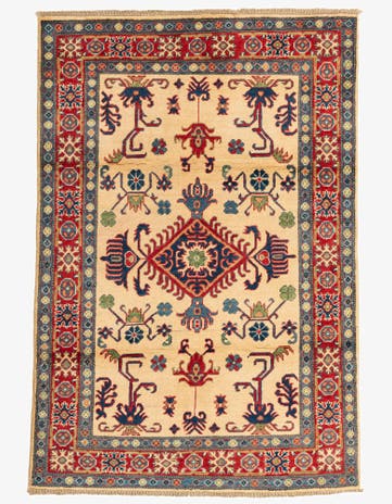 4' x 5' 10 Hand Knotted Kazak Rug
