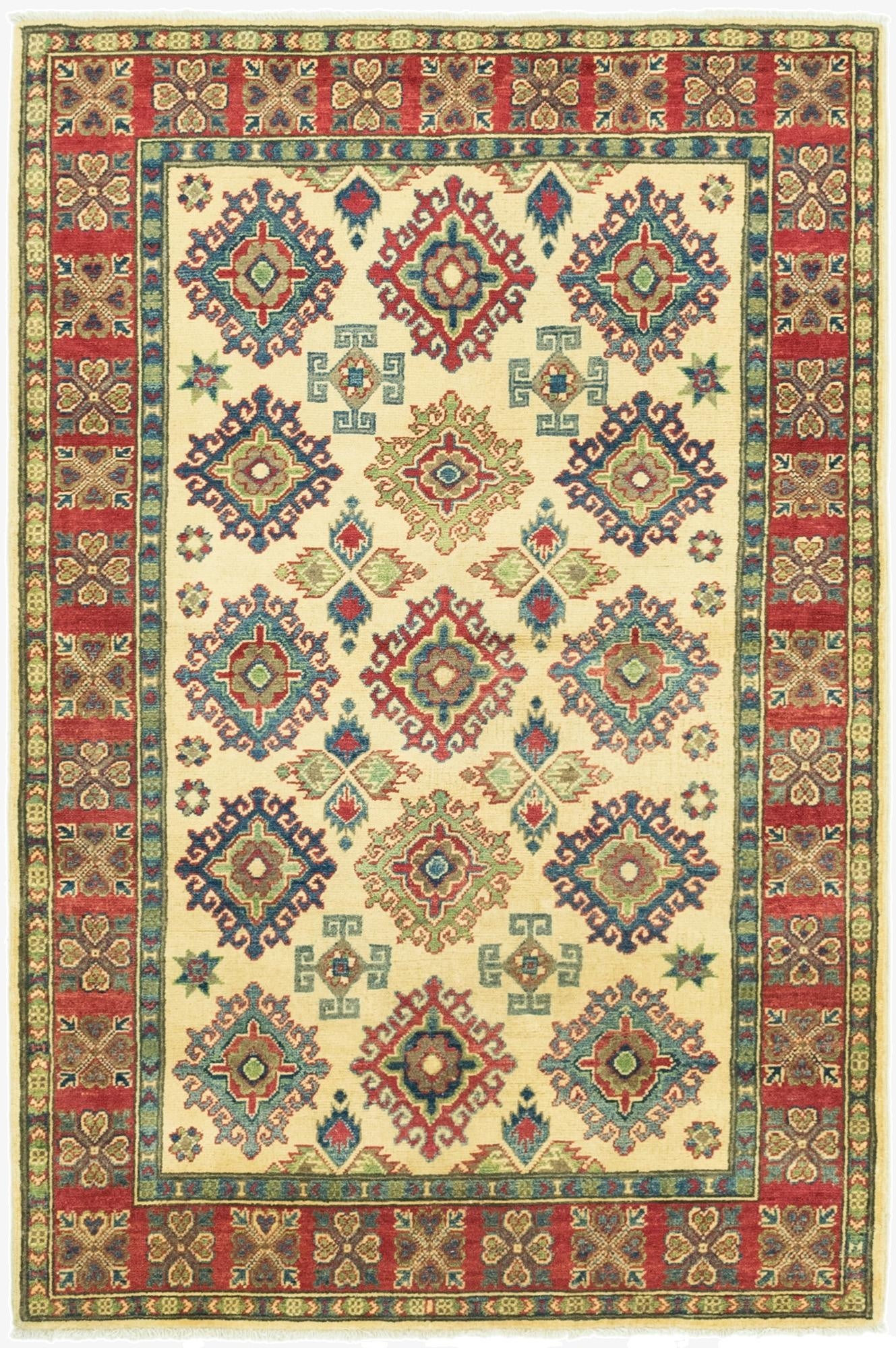 4' 2 x 6' 2  Hand Knotted Kazak Rug