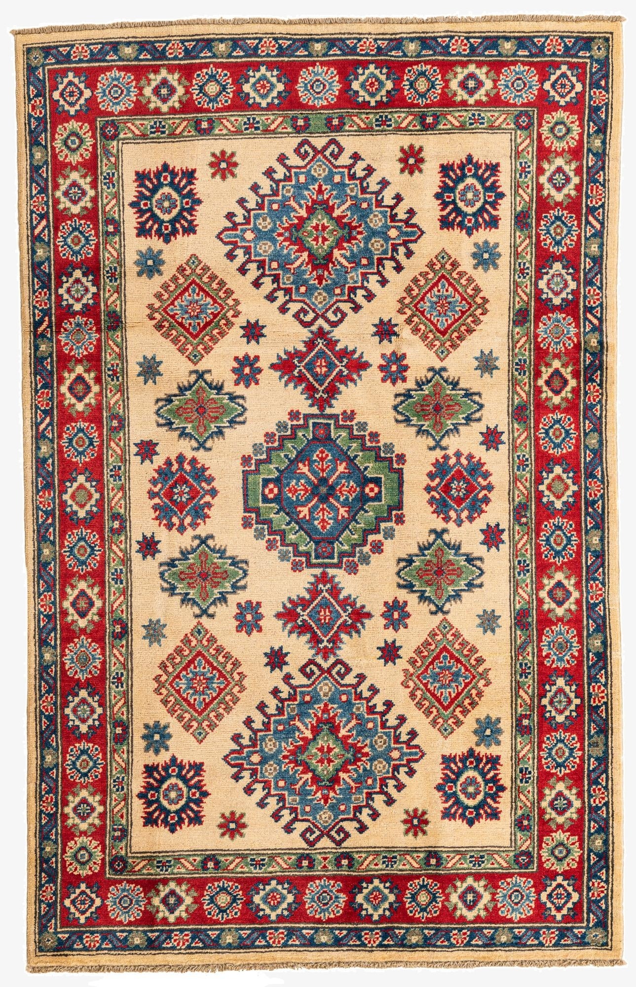 4' x 6' 2  Hand Knotted Kazak Rug