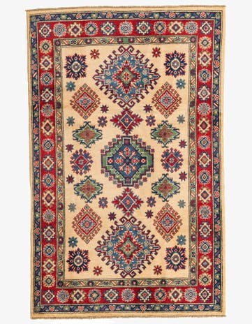 4' x 6' 2 Hand Knotted Kazak Rug