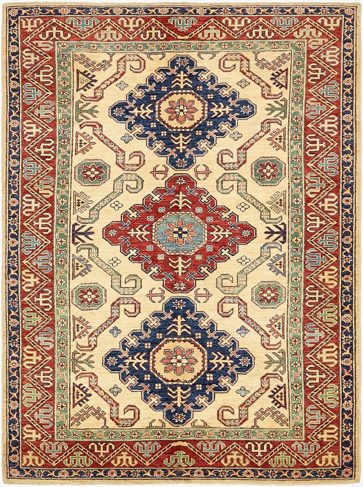 4' 9 x 6' 7  Hand Knotted Kazak Rug