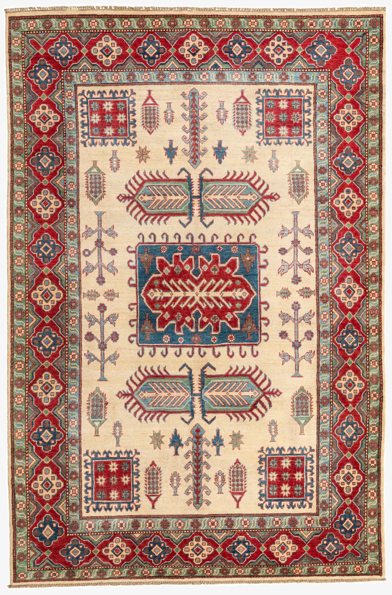 6' 1 x 9' 3  Hand Knotted Kazak Rug