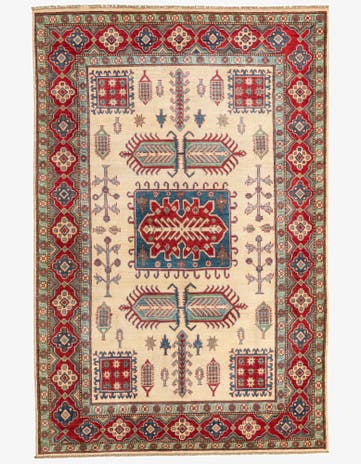 6' 1 x 9' 3 Hand Knotted Kazak Rug