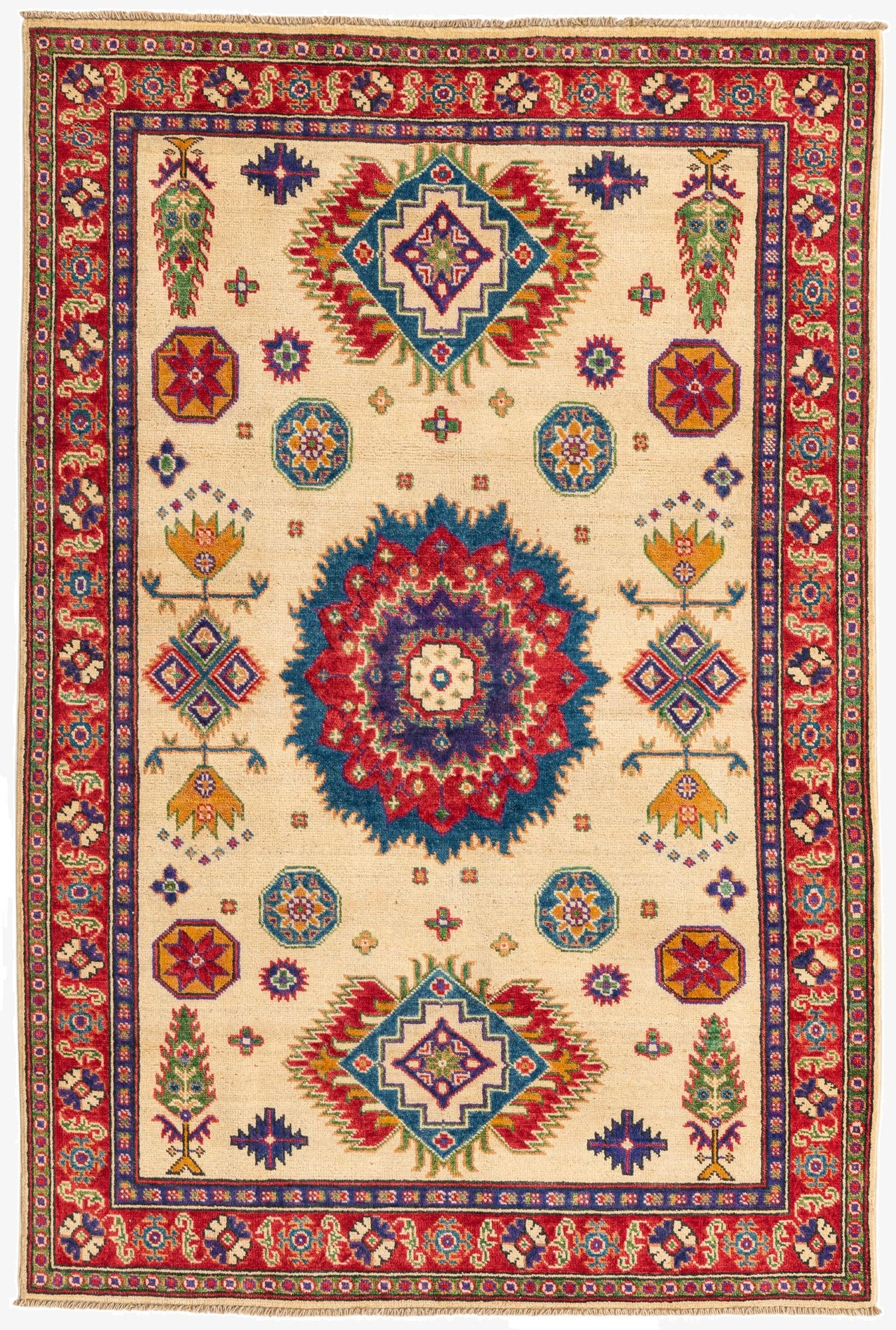 4' x 6'  Hand Knotted Kazak Rug