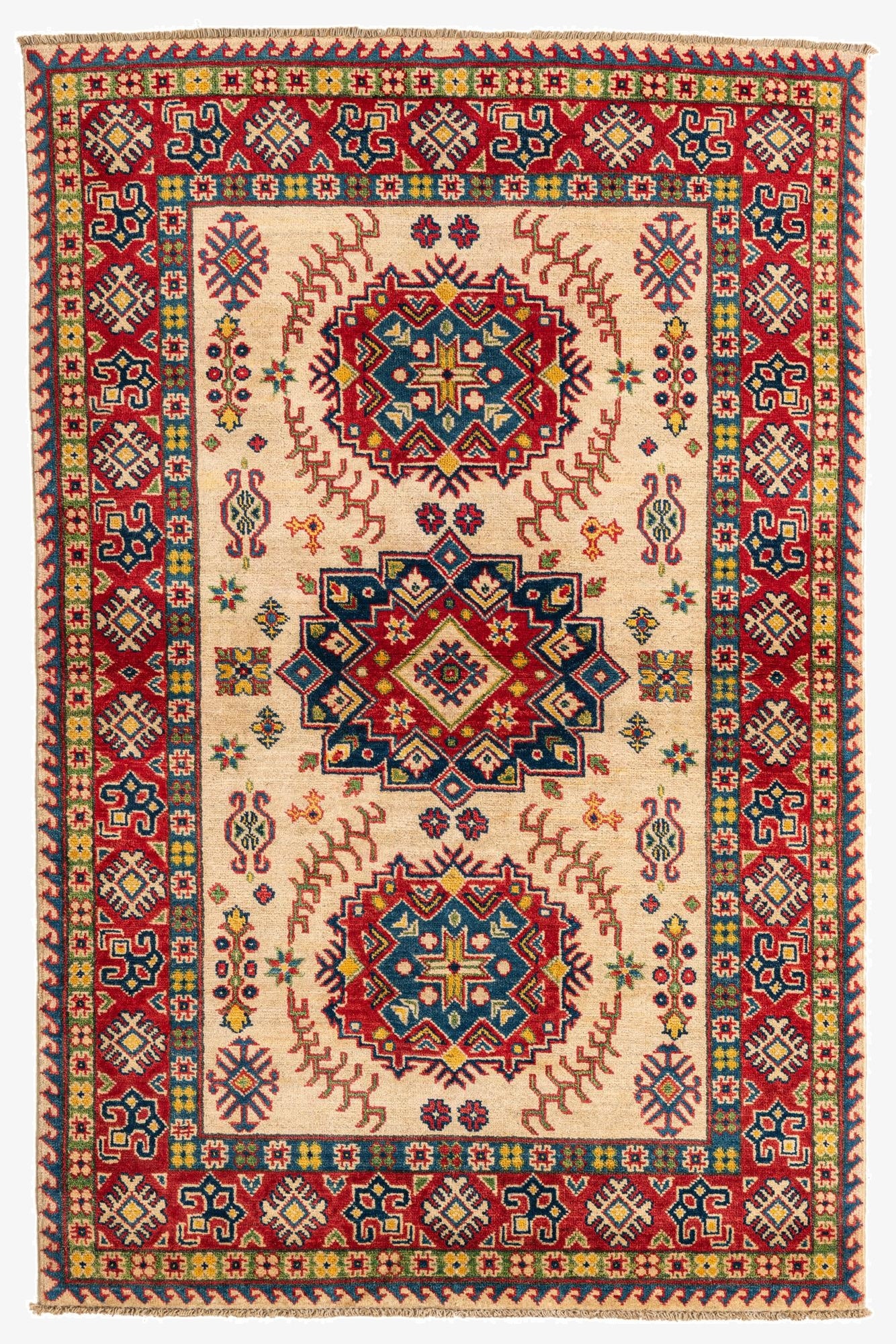 4' x 6' 1  Hand Knotted Kazak Rug