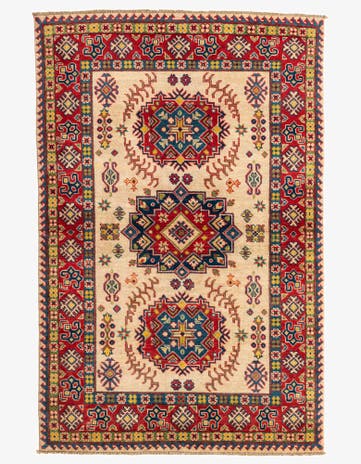 4' x 6' 1 Hand Knotted Kazak Rug