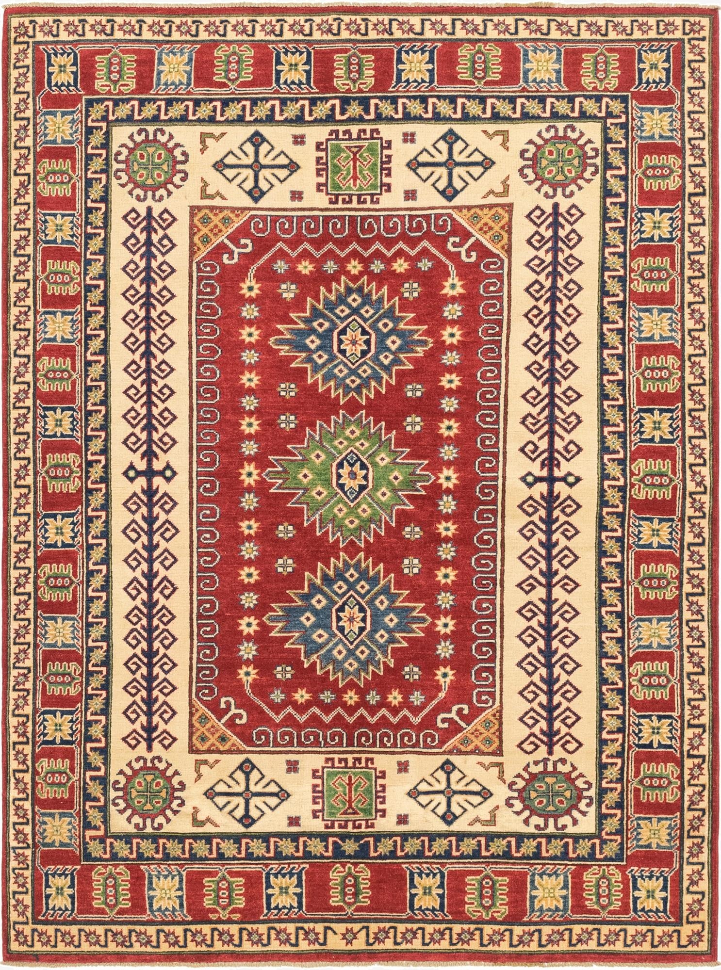 5' 9 x 7' 10  Hand Knotted Kazak Rug