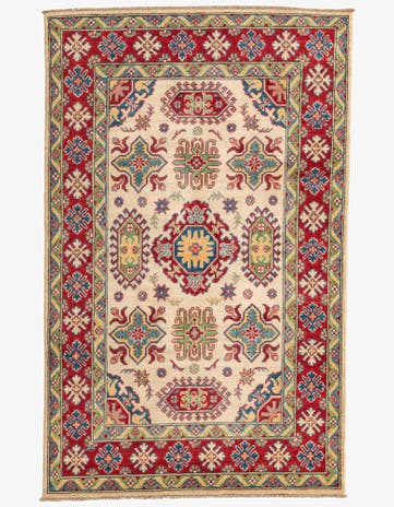 4' x 6' 3 Hand Knotted Kazak Rug