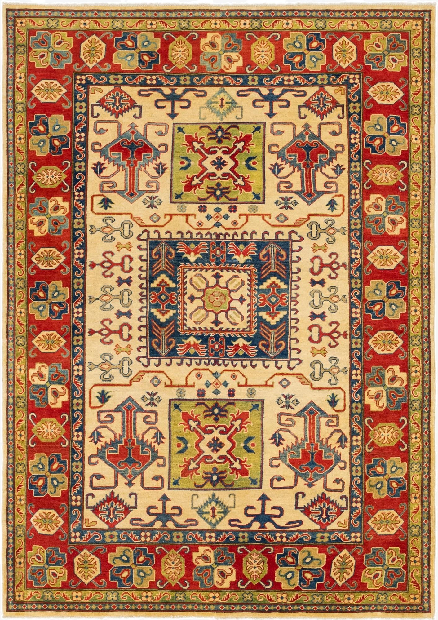 6' 2 x 8' 10  Hand Knotted Kazak Rug