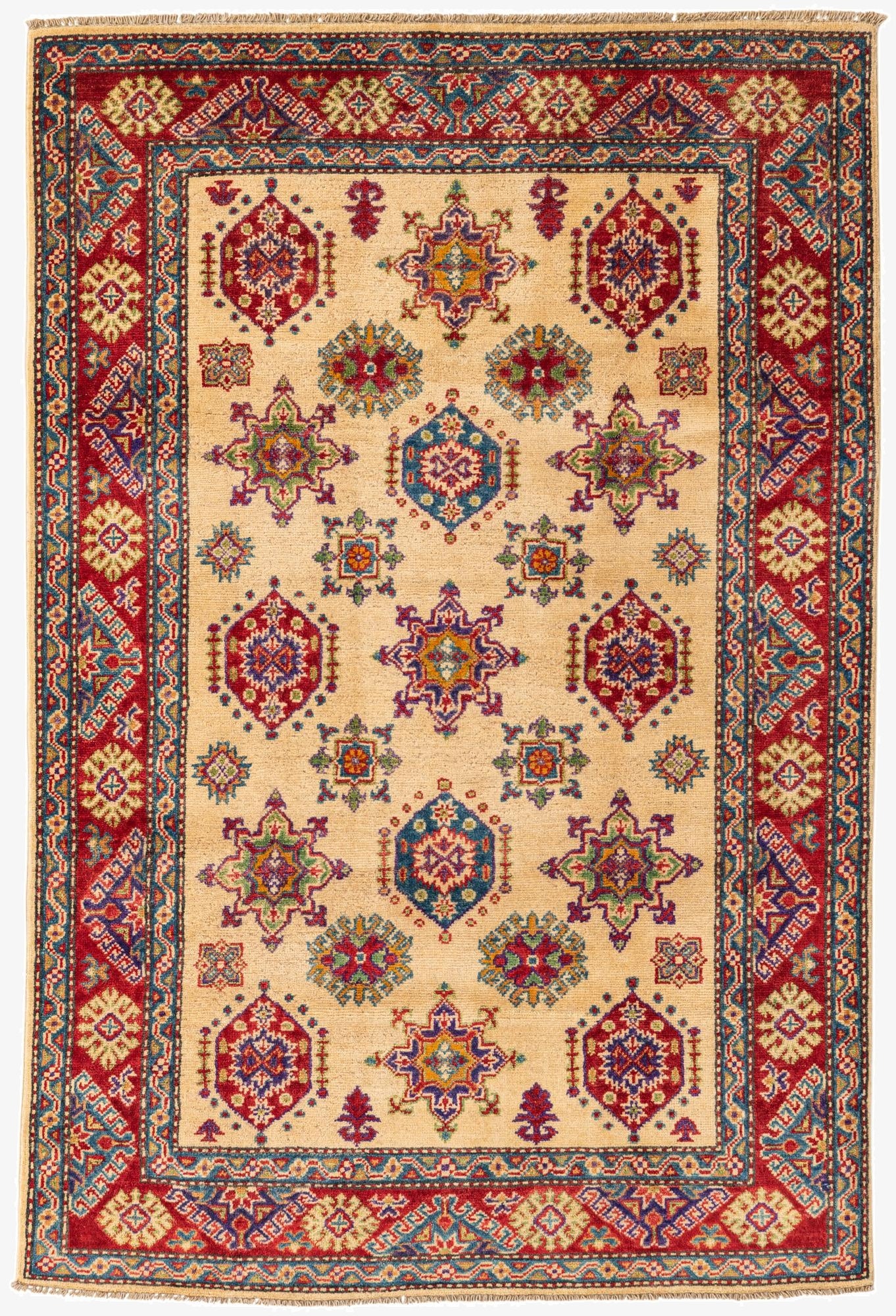 4' x 6' 1  Hand Knotted Kazak Rug