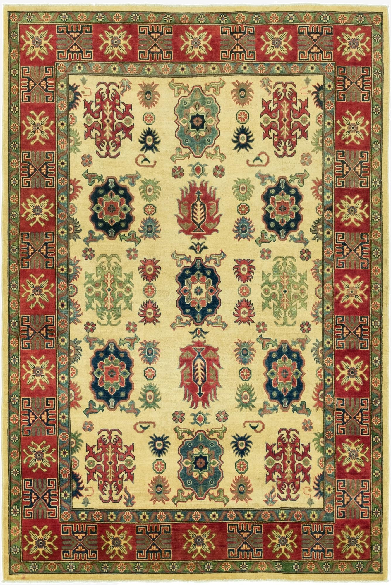 6' 2 x 9' 4  Hand Knotted Kazak Rug