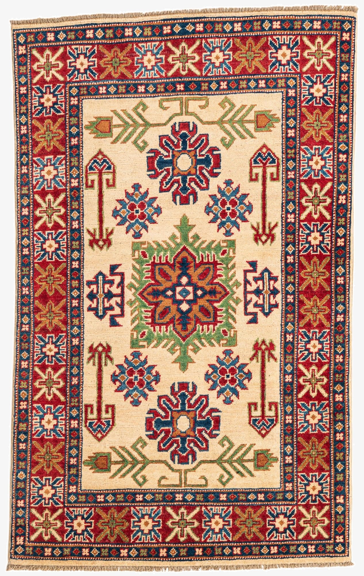 3' 2 x 5' 2  Hand Knotted Kazak Rug
