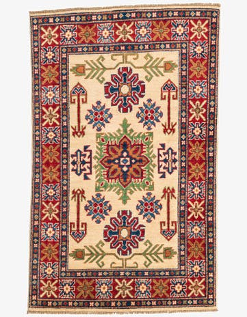 3' 2 x 5' 2 Hand Knotted Kazak Rug
