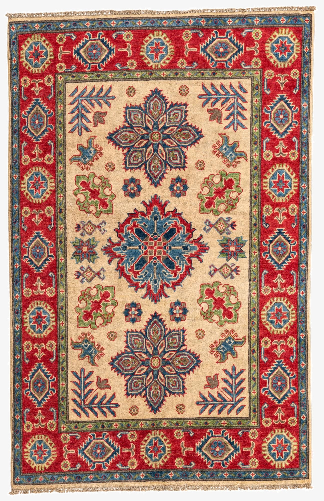 3' 10 x 6' 1  Hand Knotted Kazak Rug