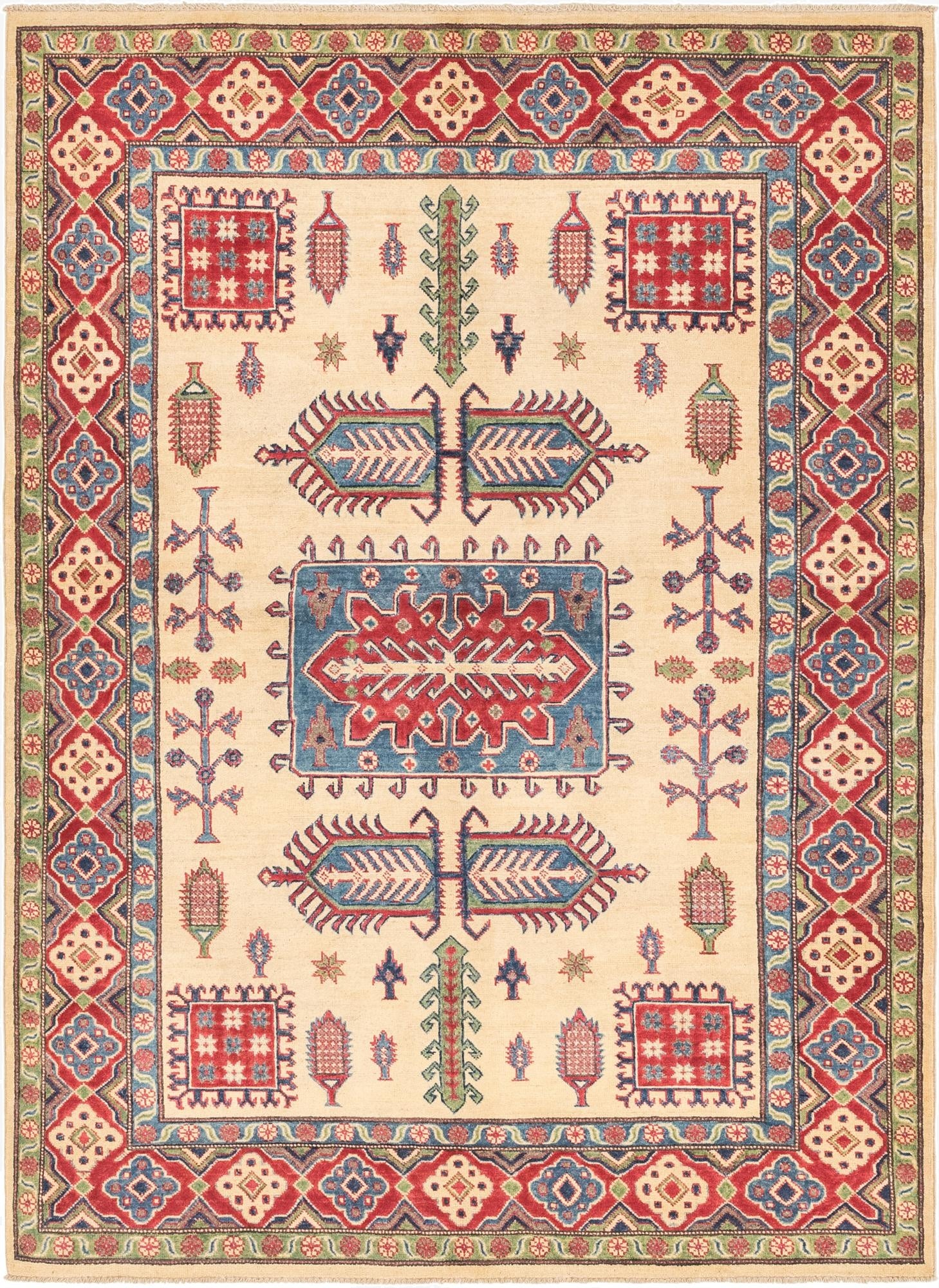 5' 7 x 7' 9  Hand Knotted Kazak Rug