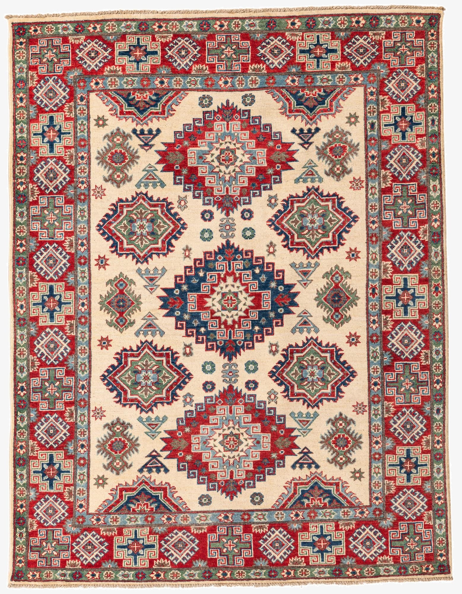 5' x 6' 7  Hand Knotted Kazak Rug