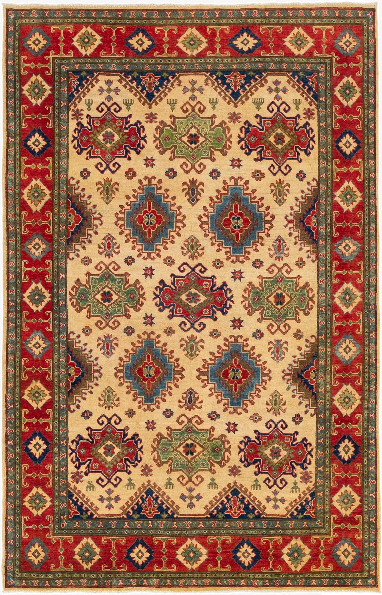 5' 10 x 9' 2  Hand Knotted Kazak Rug