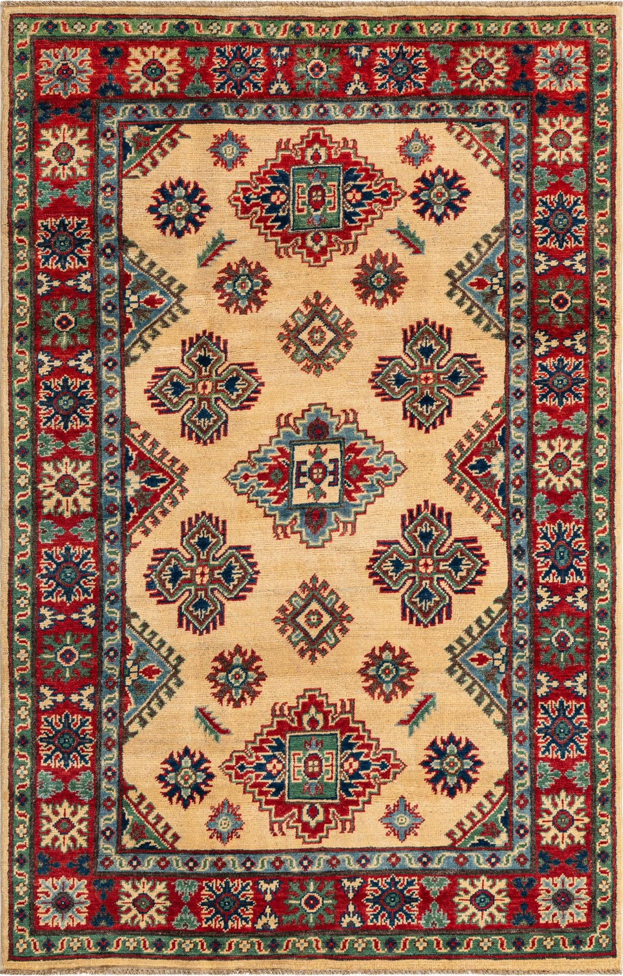 4' x 6' 2  Hand Knotted Kazak Rug