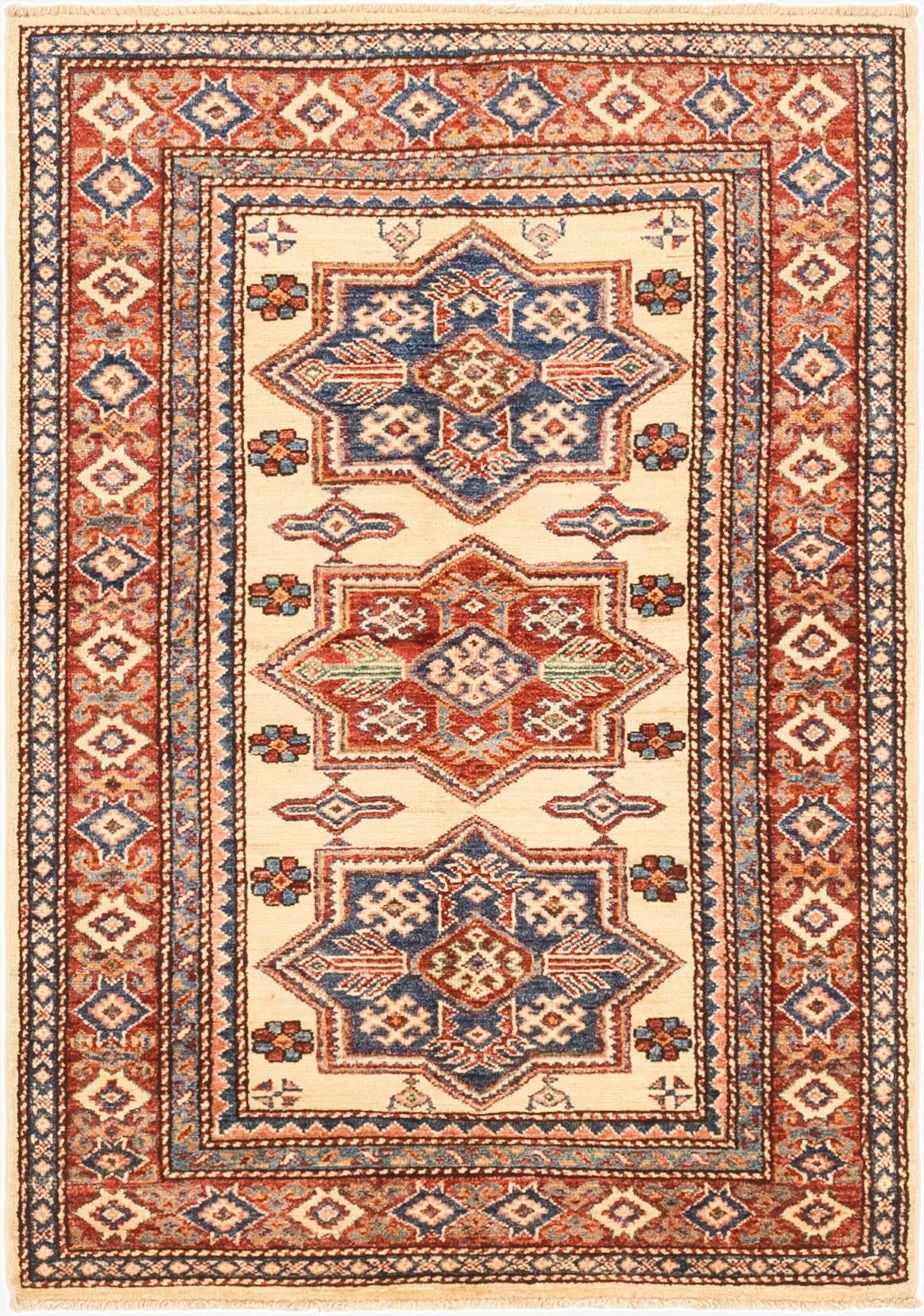 3' 3 x 4' 9  Hand Knotted Kazak Oriental Rug