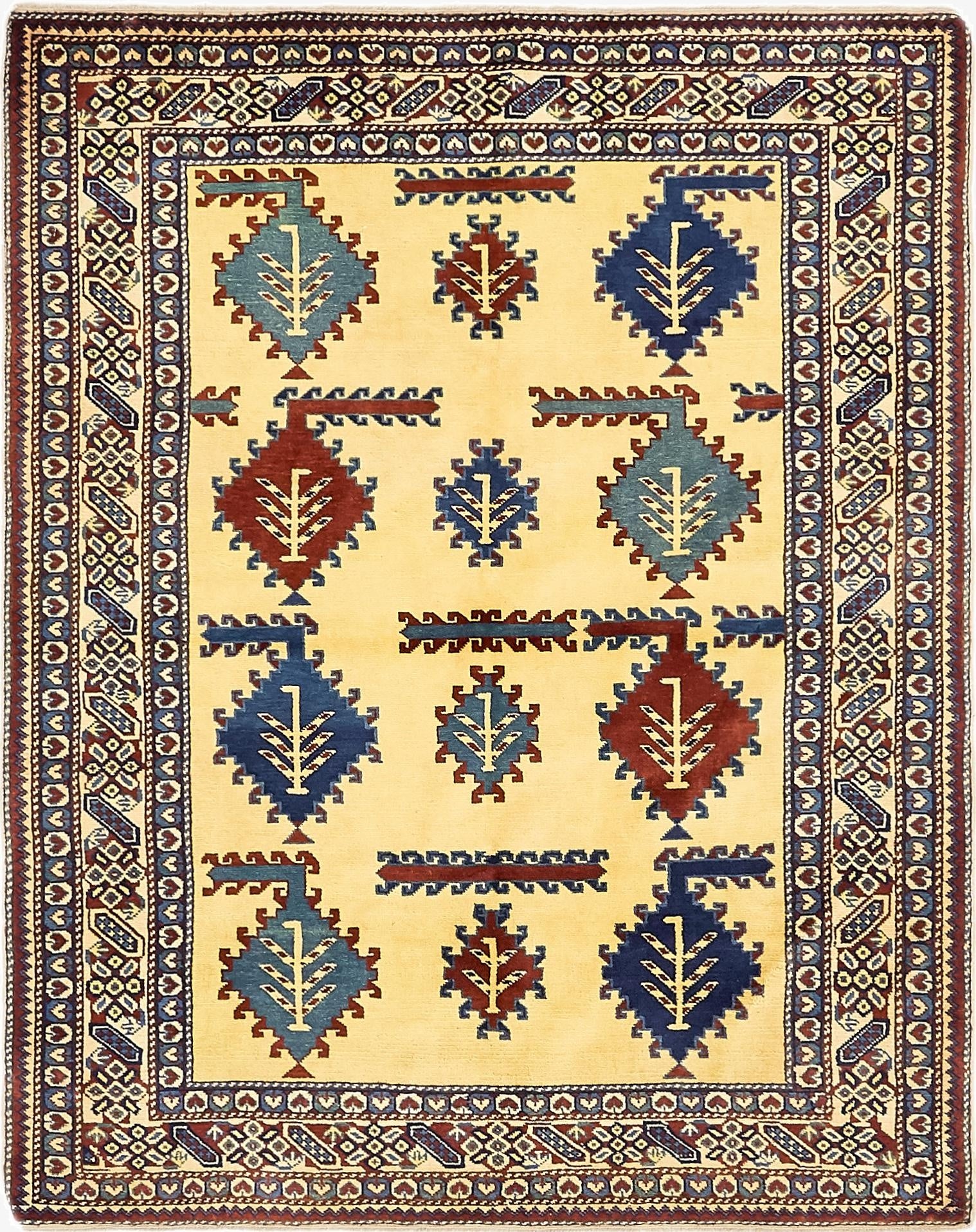 4' 3 x 5' 3  Hand Knotted Kazak Rug