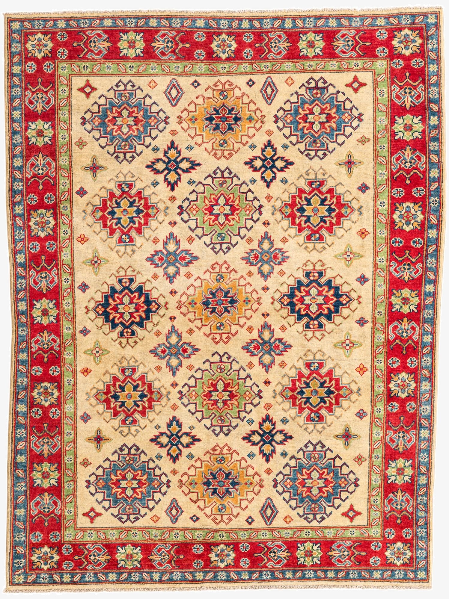 4' 10 x 6' 6  Hand Knotted Kazak Rug