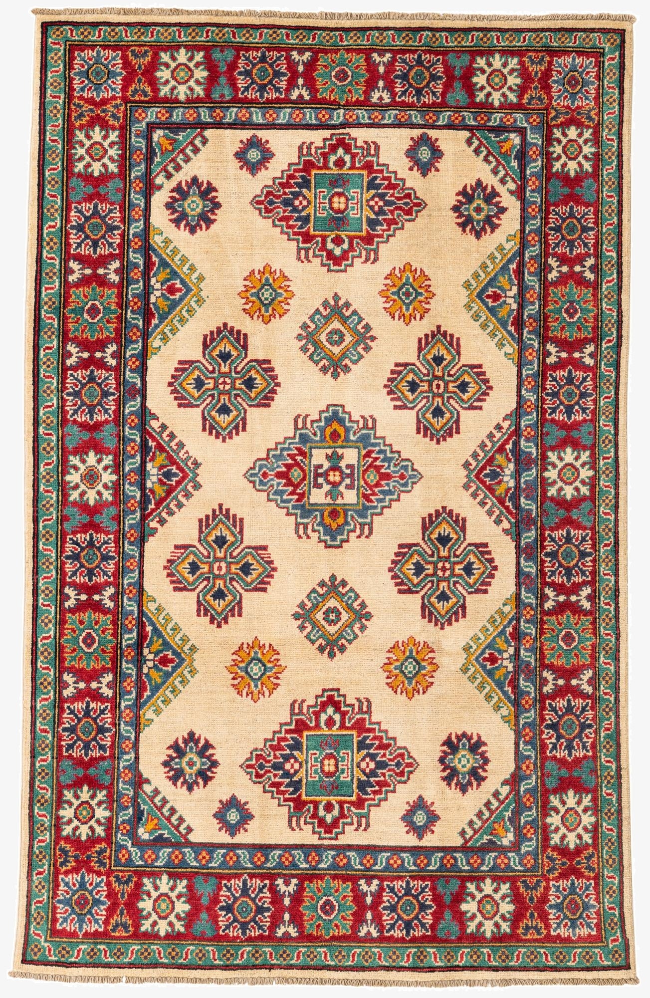 3' 10 x 6' 1  Hand Knotted Kazak Rug