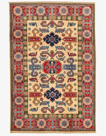 4' x 6' 1 Hand Knotted Kazak Rug