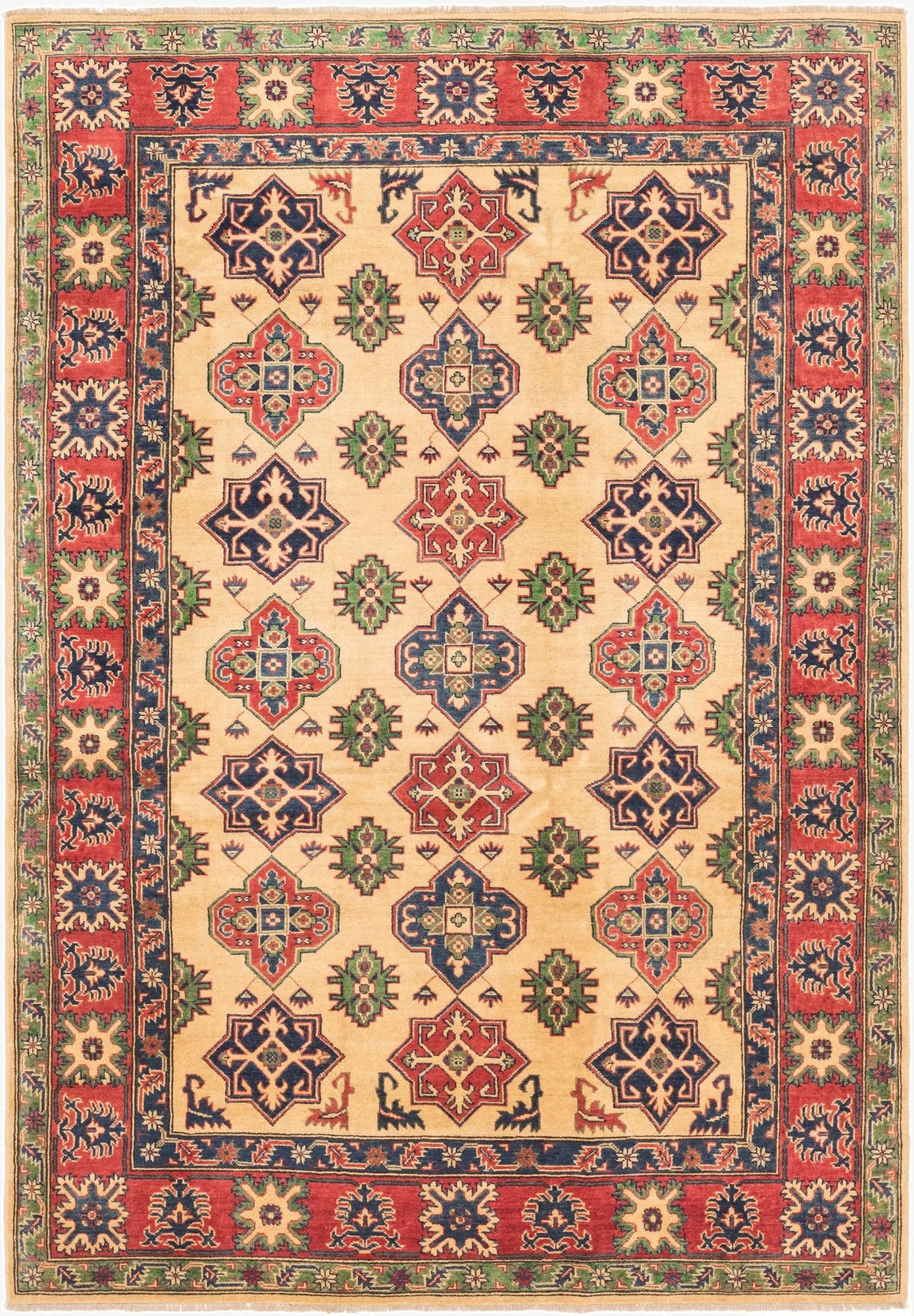 6' 7 x 9' 6  Hand Knotted Kazak Rug