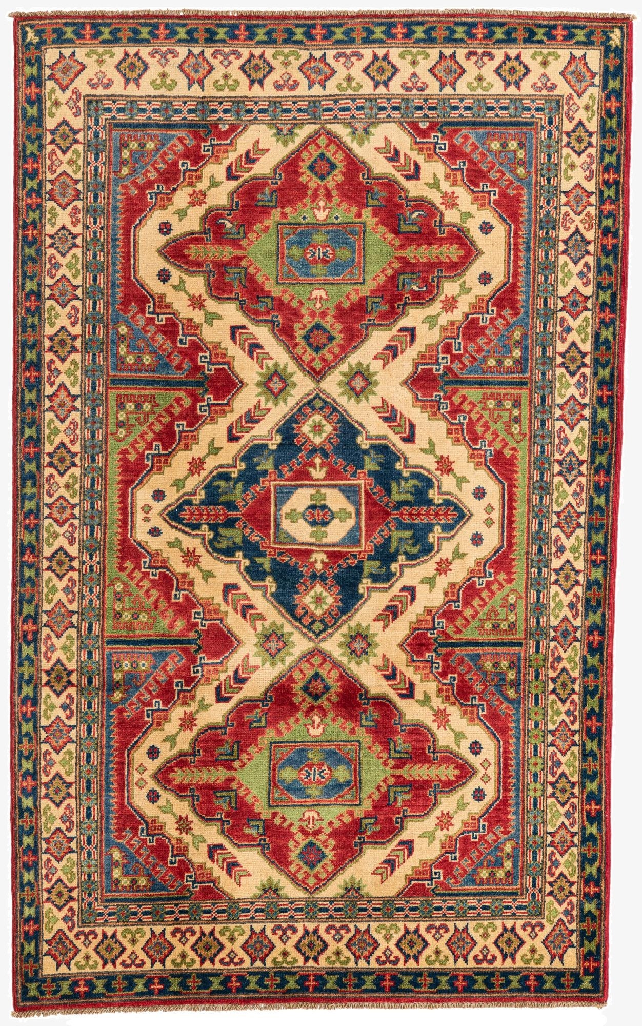 3' 10 x 6' 4  Hand Knotted Kazak Rug