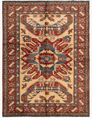 4' 11 x 6' 5 Hand Knotted Kazak Wool Rug