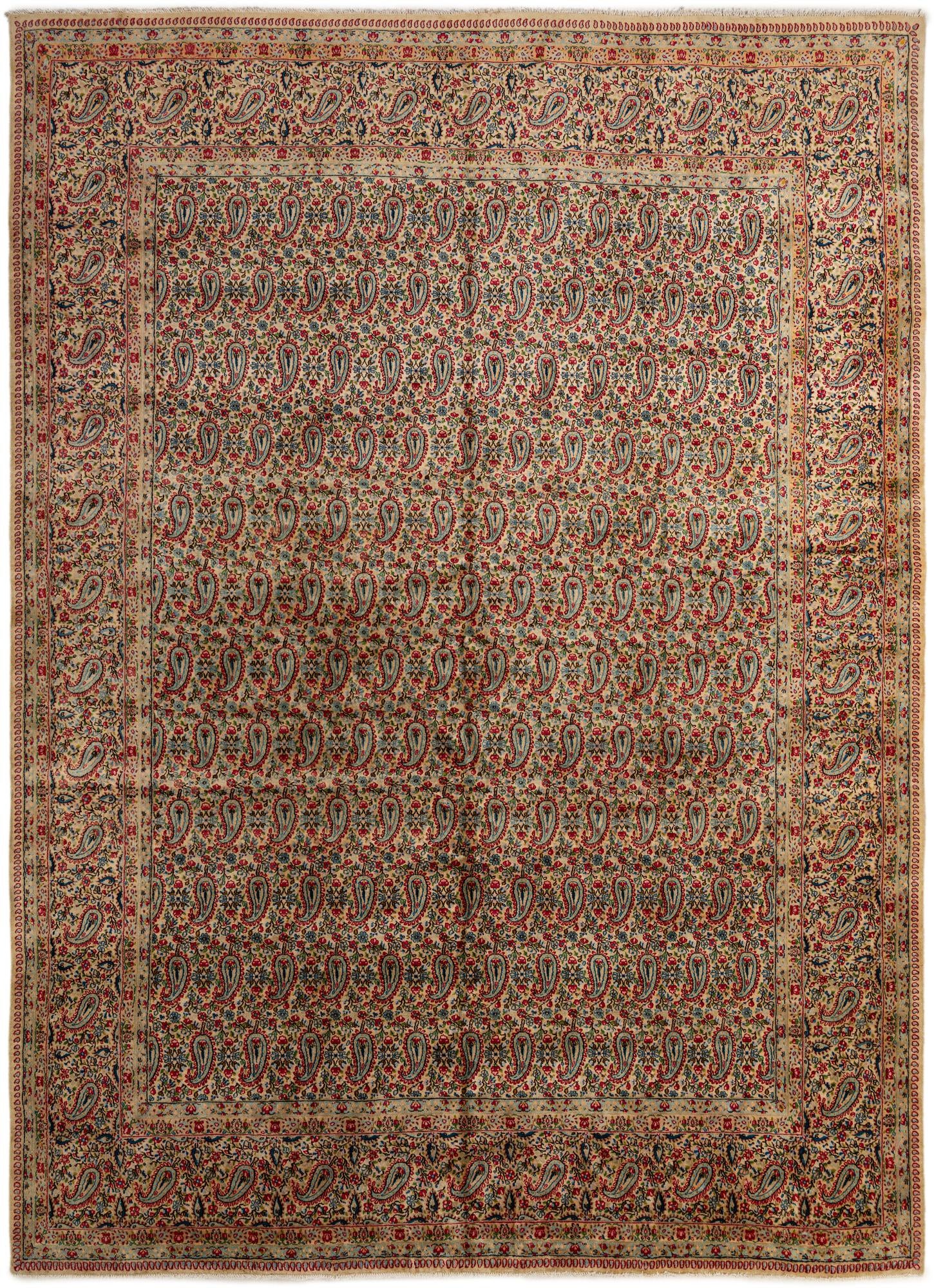 9' 11 x 13' 7 Hand Knotted Kerman Persian Wool Rug