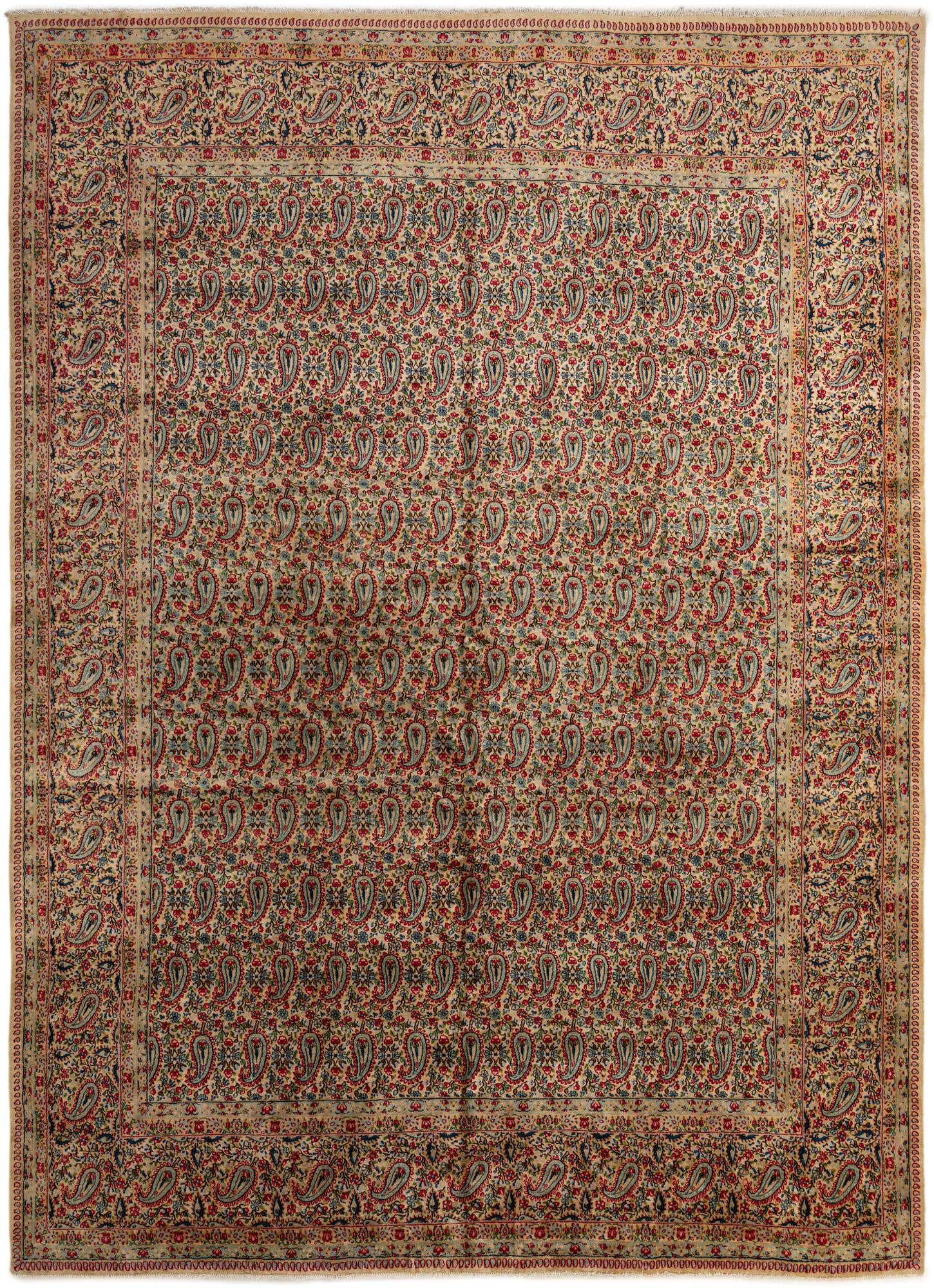 9' 11 x 13' 7 Hand Knotted Kerman Persian Wool Rug