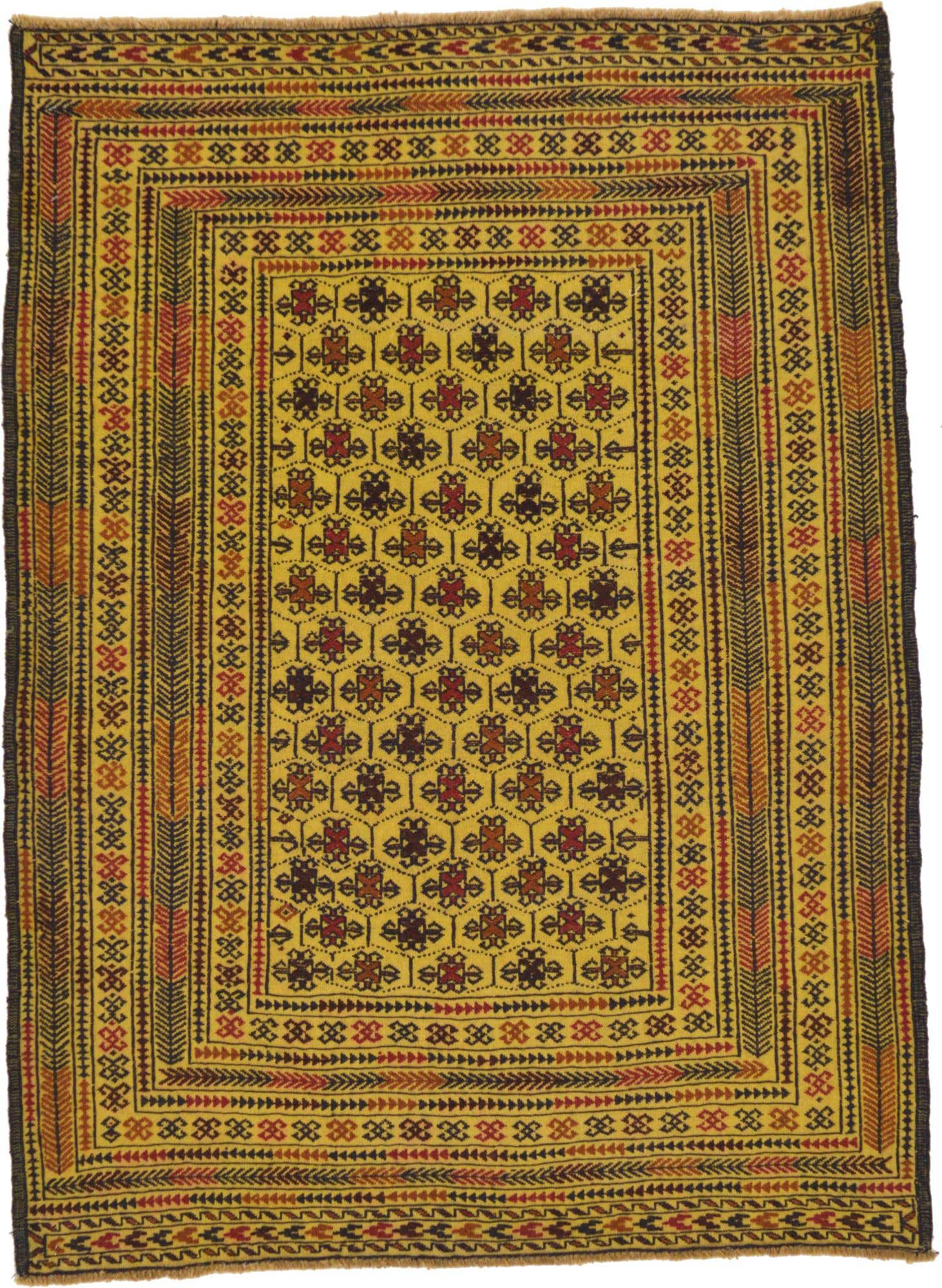 4' 2 x 5' 8 Hand Woven Kilim Afghan Wool Rug