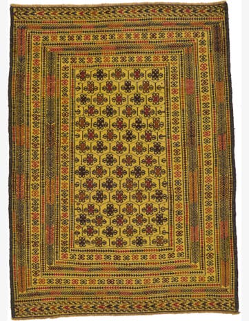 4' 2 x 5' 8 Hand Woven Kilim Afghan Wool Rug