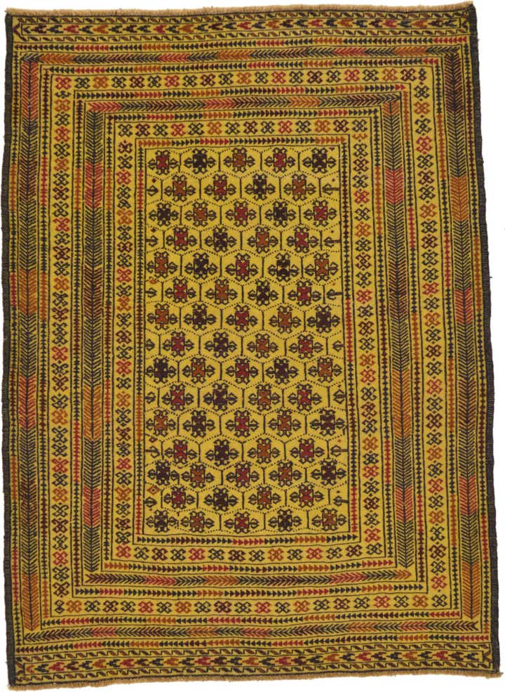 4' 2 x 5' 8 Hand Woven Kilim Afghan Wool Rug