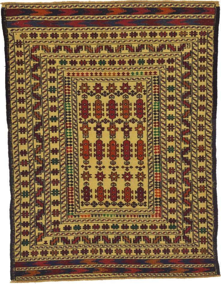 Detail image of 4' x 6' 2 Hand Woven Kilim Afghan Wool Rug