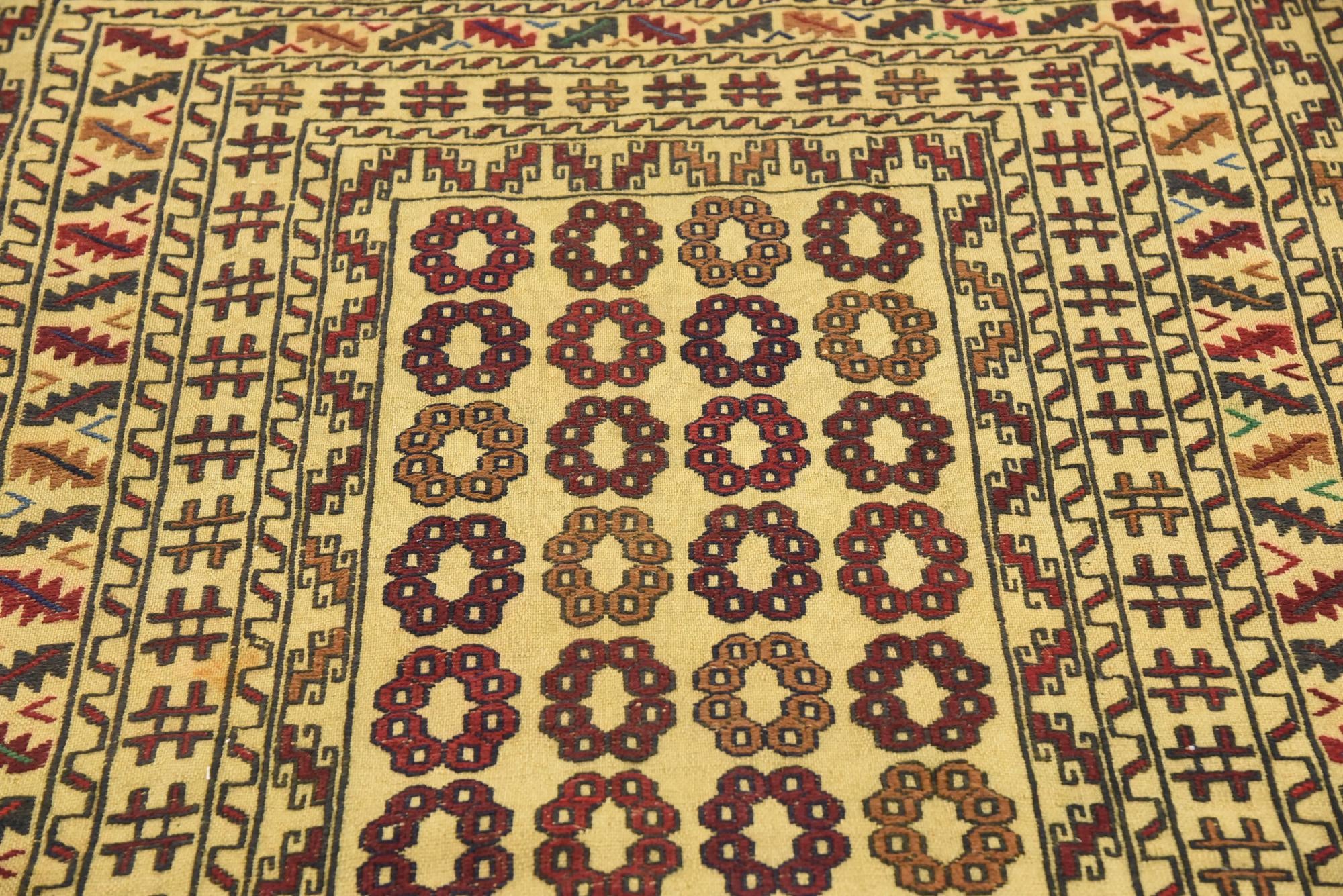4' x 6' 4 Hand Woven Kilim Afghan Wool Rug
