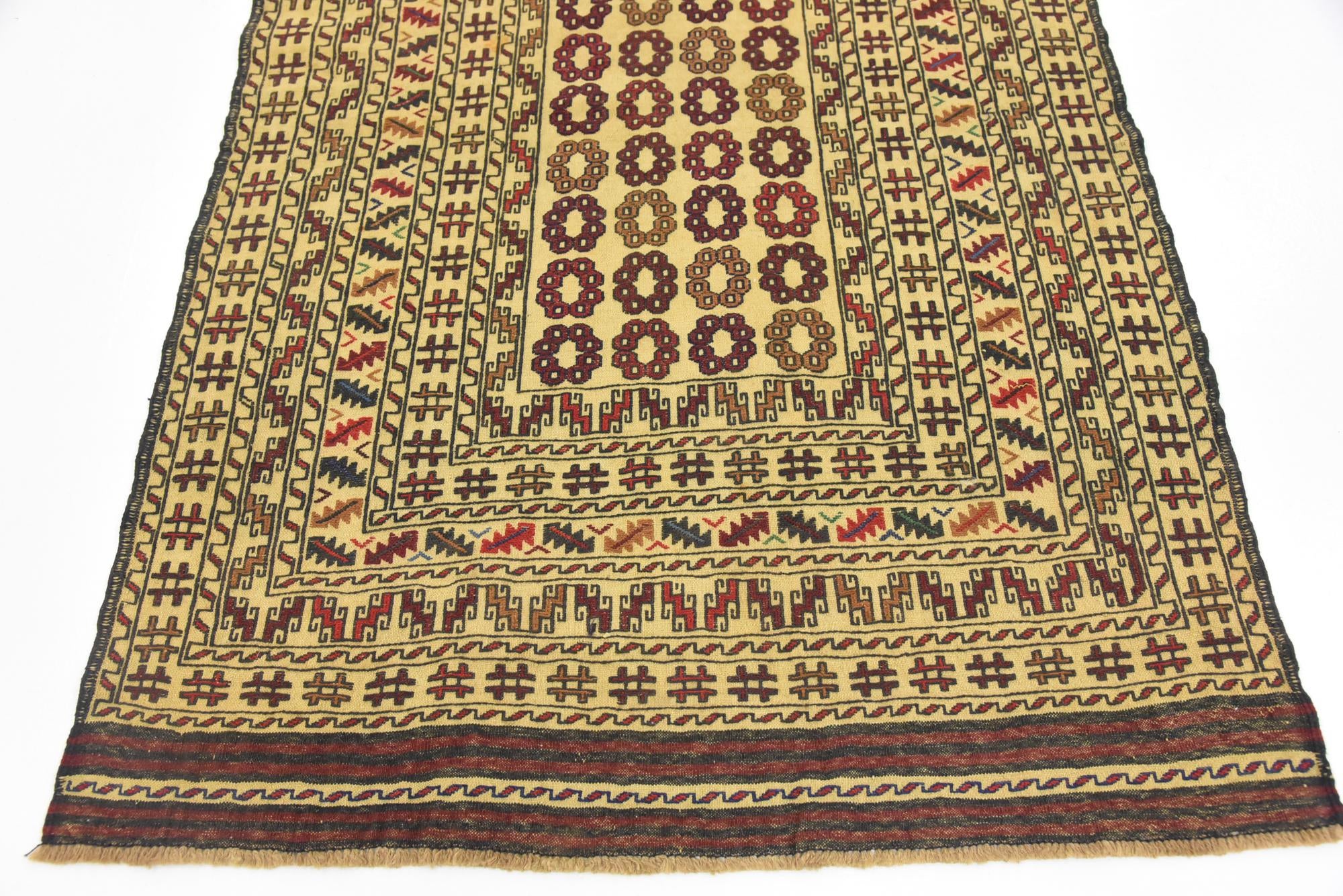 4' x 6' 4 Hand Woven Kilim Afghan Wool Rug