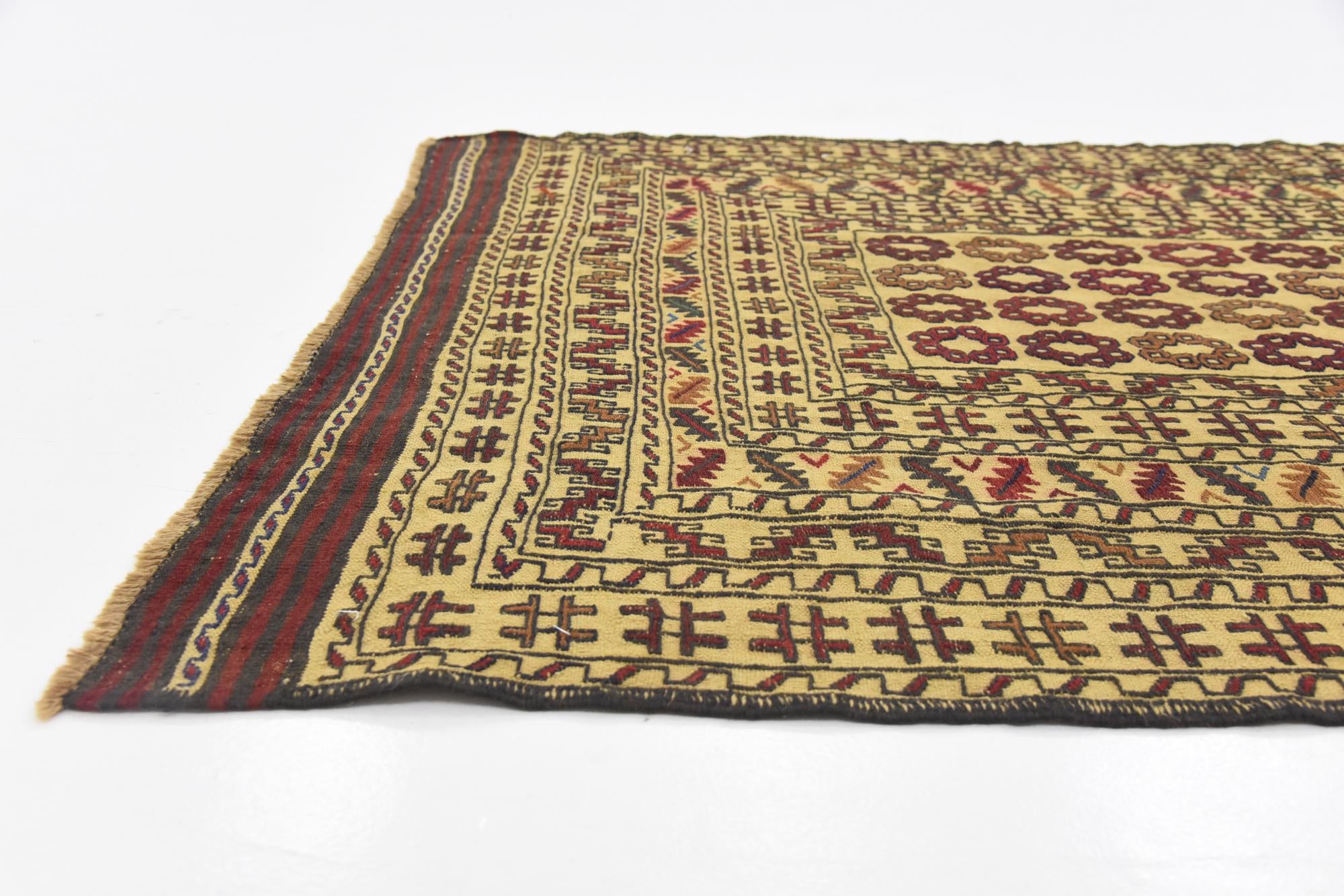 4' x 6' 4 Hand Woven Kilim Afghan Wool Rug