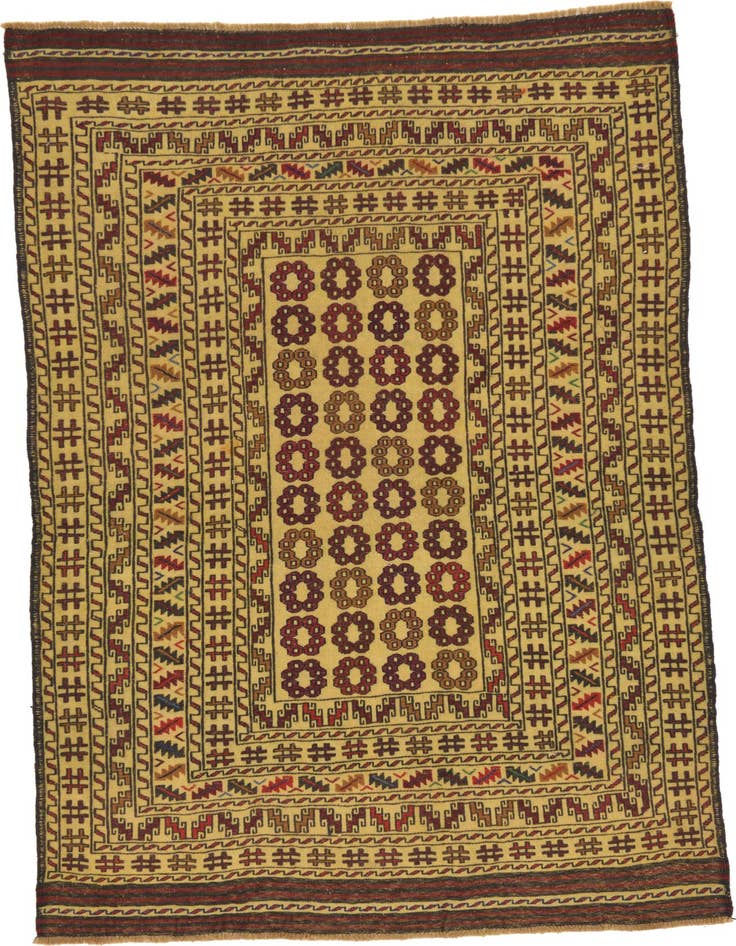Detail image of 4' x 6' 4 Hand Woven Kilim Afghan Wool Rug
