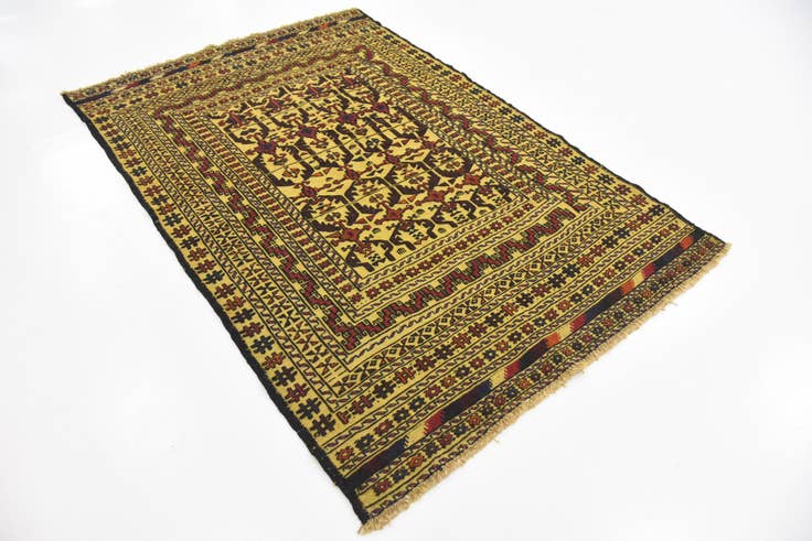 Detail image of 4' x 6' 3 Hand Woven Kilim Afghan Wool Rug