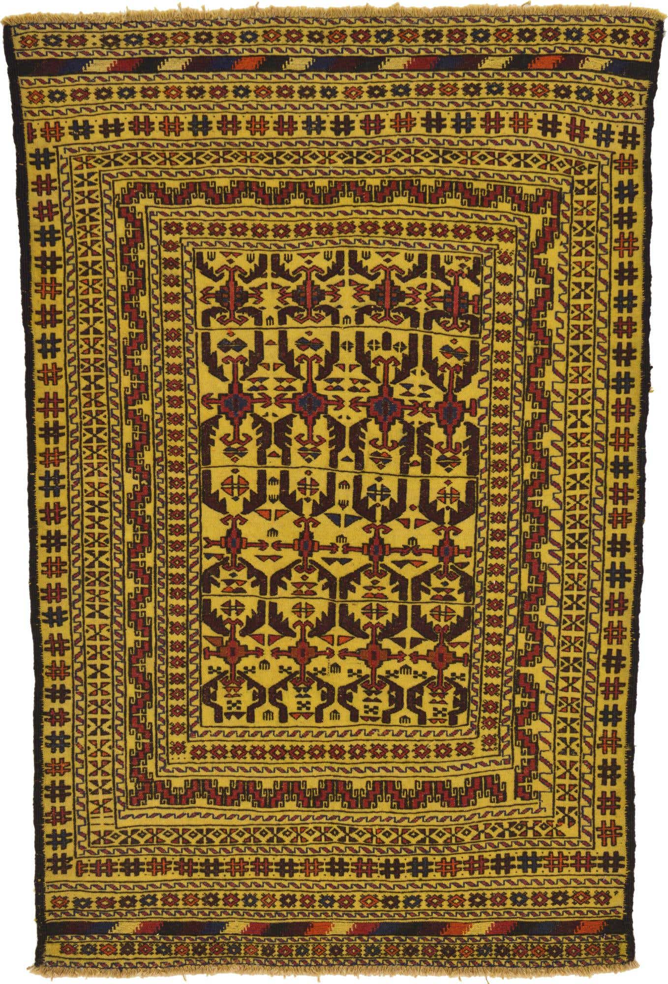 4' x 6' 3 Hand Woven Kilim Afghan Wool Rug