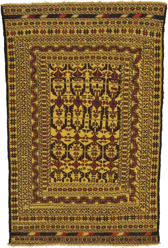 4' x 6' 3 Hand Woven Kilim Afghan Wool Rug