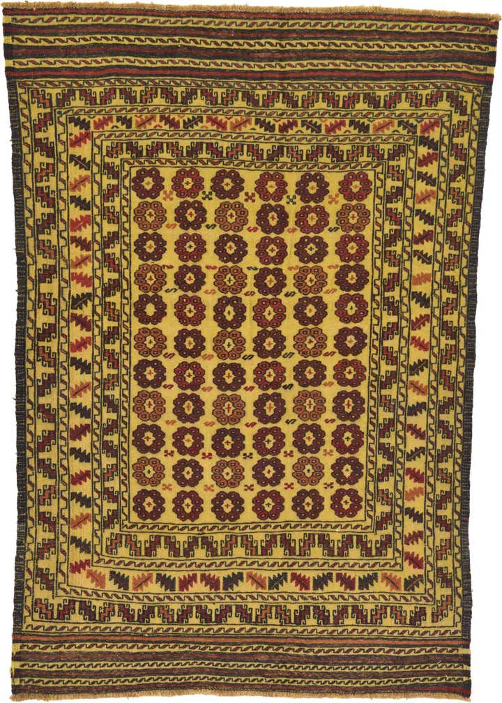 4' 2 x 5' 9 Hand Woven Kilim Afghan Wool Rug