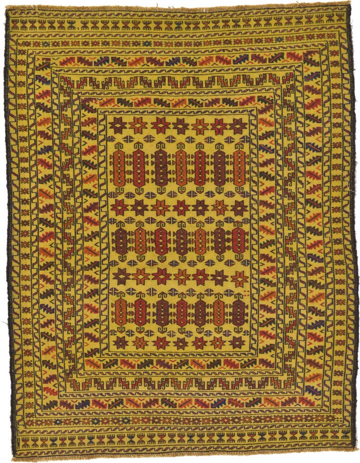 Detail image of 4' x 6' Hand Woven Kilim Afghan Wool Rug