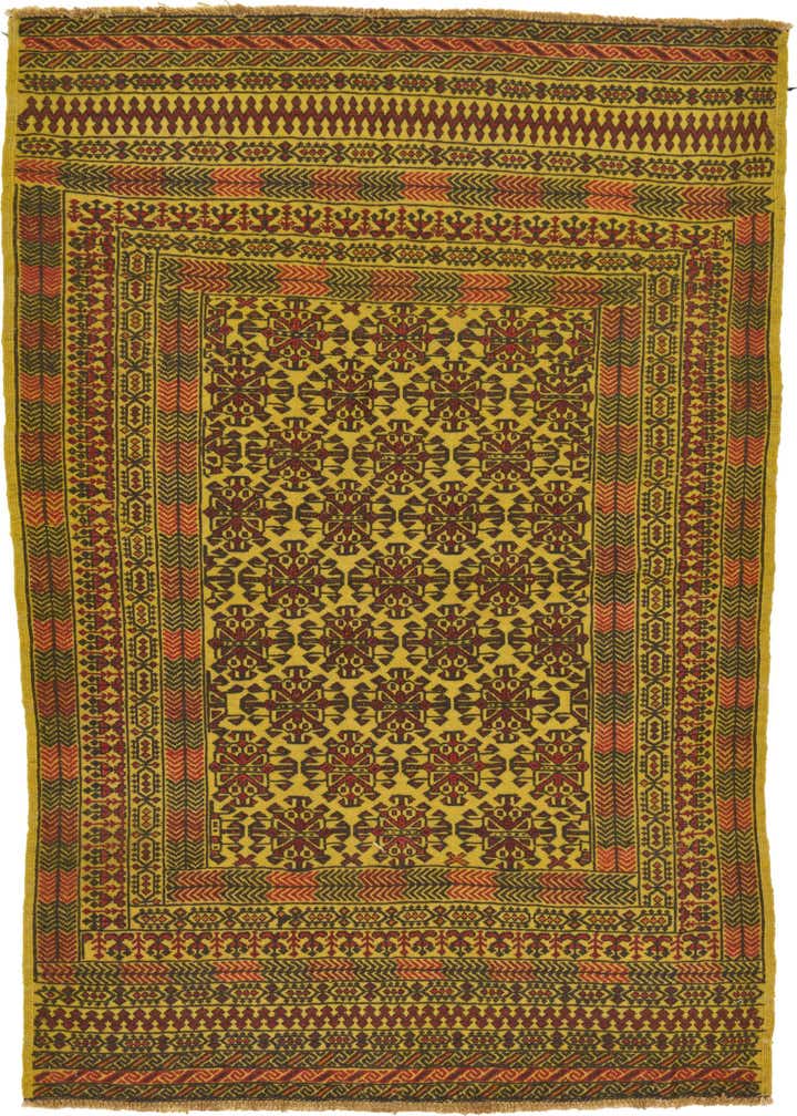 4' x 6' 3 Hand Woven Kilim Afghan Wool Rug