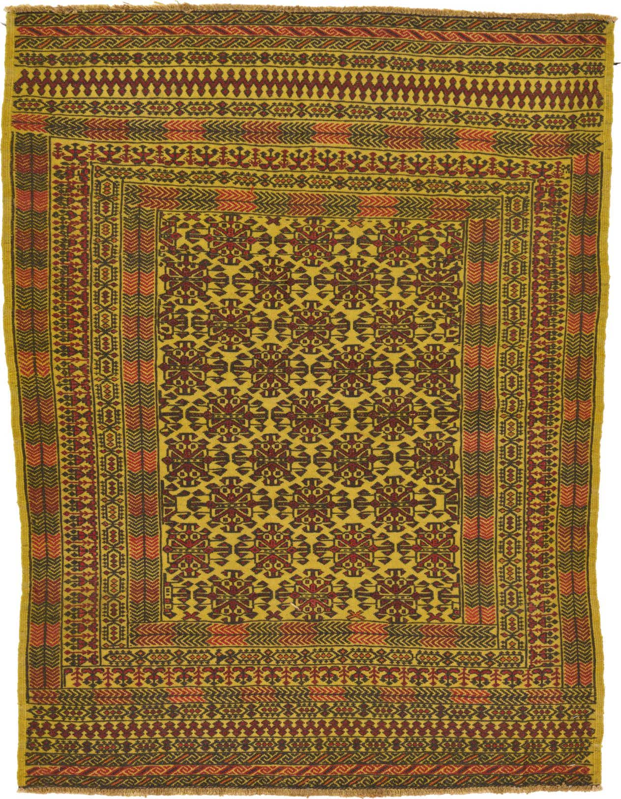 4' x 6' 3 Hand Woven Kilim Afghan Wool Rug
